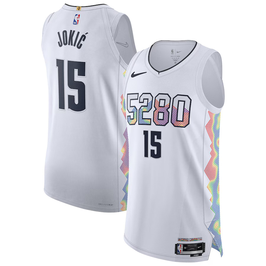 Men Denver Nuggets #15 Nikola Jokic Nike White City Edition 2024-25 Authentic Player NBA Jersey->houston rockets->NBA Jersey